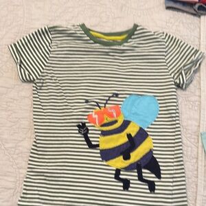 Mini Boden Green and Yellow Short Sleeve Tee with Bee Design